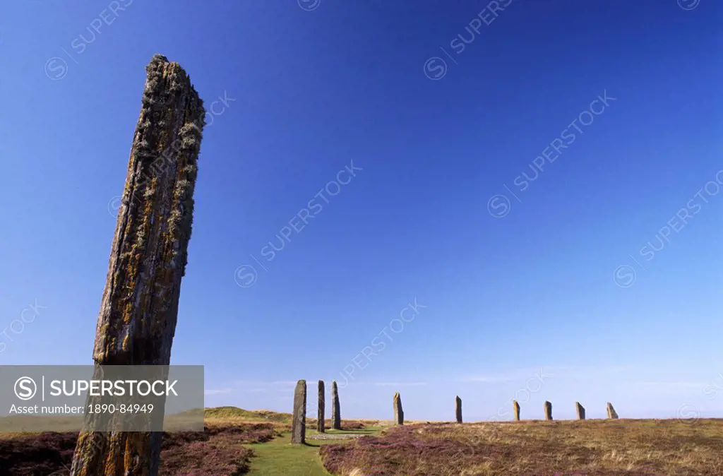 Ring of Brodgar, stone circle dating from between 2500 and 2000 BC, 27 out of 60 stones still standing, UNESCO World Heritage Site, Mainland, Orkney i...