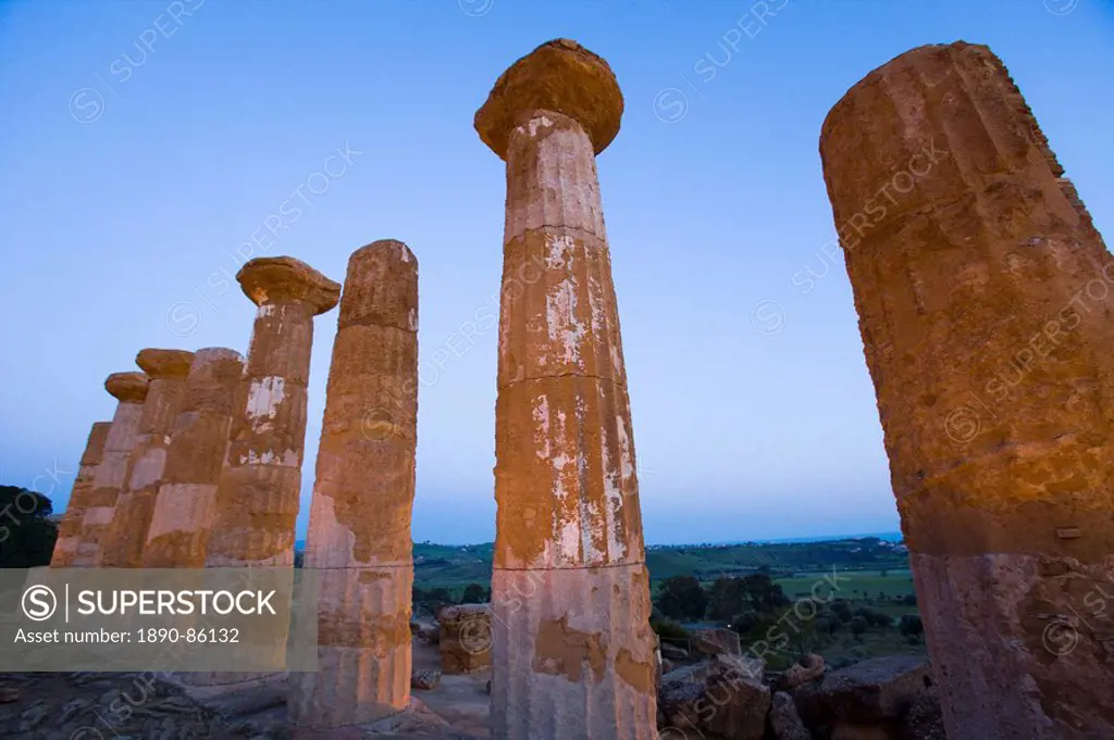 Temple of Heracles, Valley of the Temples Valle dei Templi, UNESCO World Heritage Site, Agrigento, Sicily, Italy, Europe