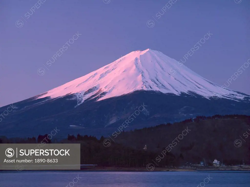 Sunrise on Mount Fuji from Lake Kawaguchi, Yamanashi Prefecture, Japan, Asia