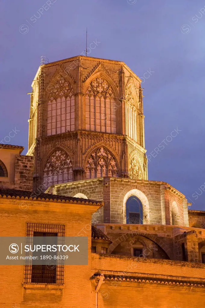 tower, el Miguelet, belfry, cathedral, evening, Valencia, Mediterranean, Costa del Azahar, Spain, Europe