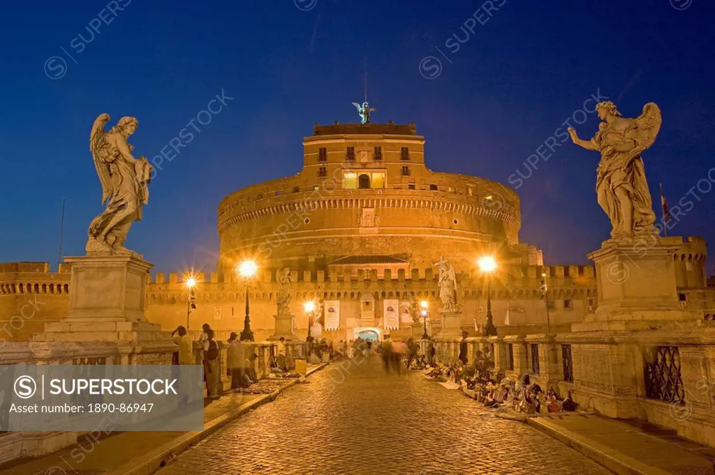 St. Angelo Castle Castello San´Angelo Mole Adriana and St. Angelo Bridge, Rome, Lazio, Italy, Europe