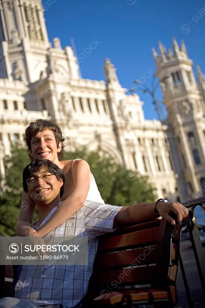 Tourists in Plaza de Cibeles Cibeles Square, Madrid, Spain, Europe