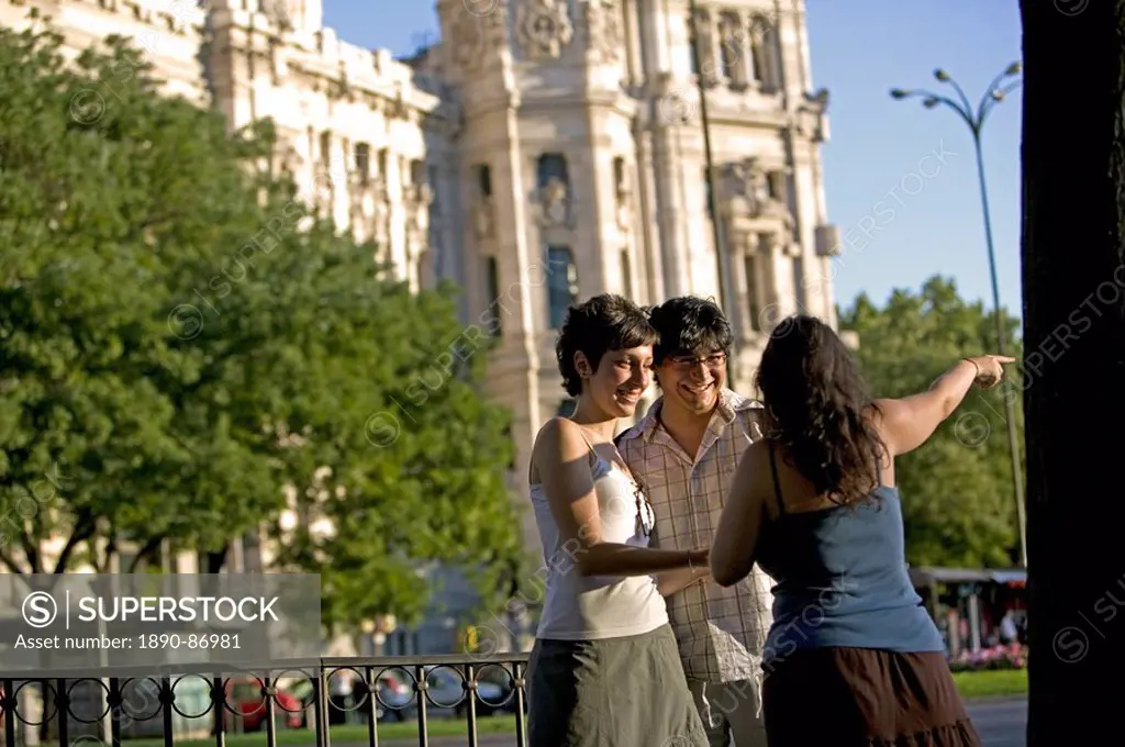 Tourists in Plaza de Cibeles Cibeles Square, Madrid, Spain, Europe