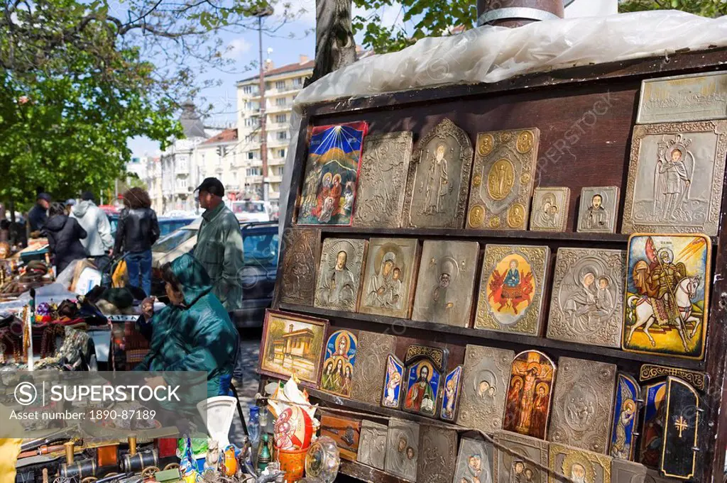 Icons at Aleksander Nevski church market, Sofia, Bulgaria, Europe