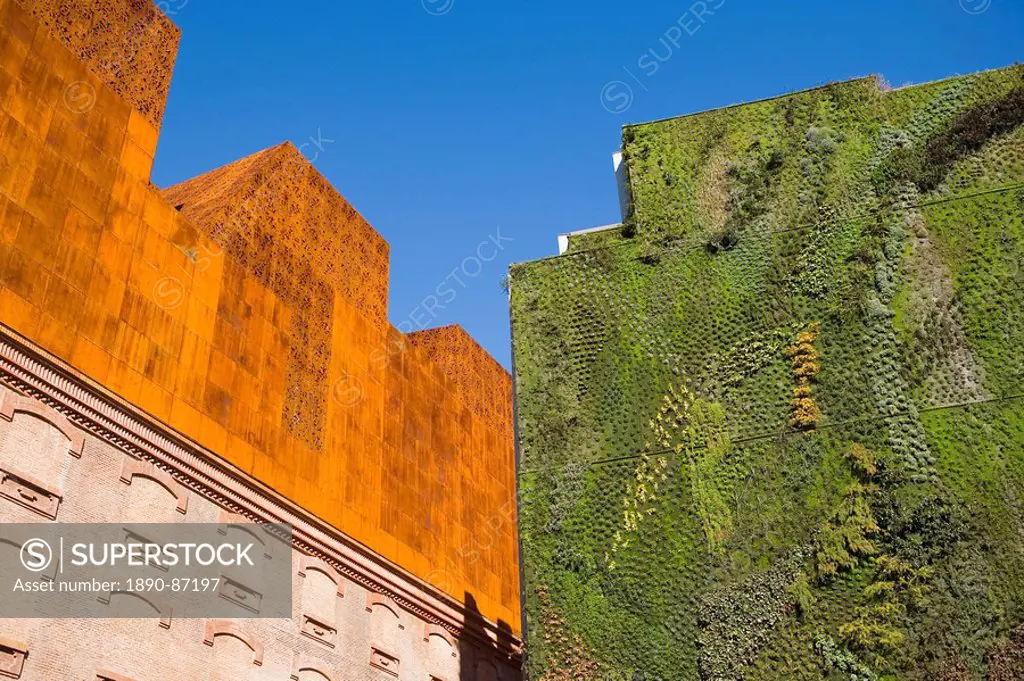 Vertical garden by Patrick Blanc, Caixa Forum foundation, Madrid, Spain, Europe