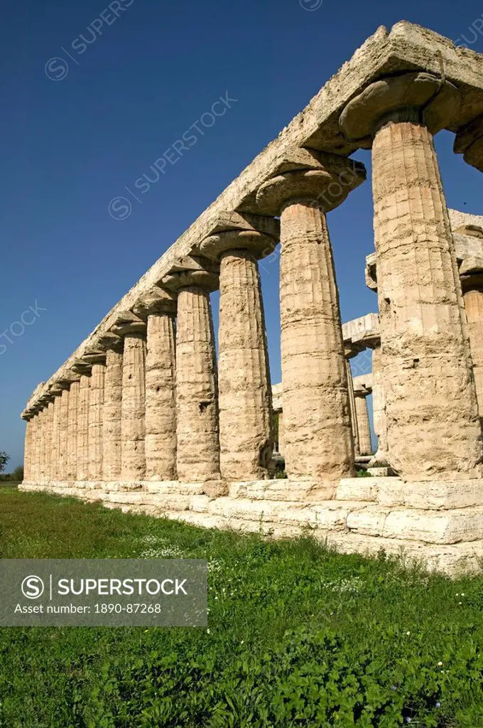Temple of Hera Basilica, Paestum, UNESCO World Heritage Site, Campania, Italy, Europe