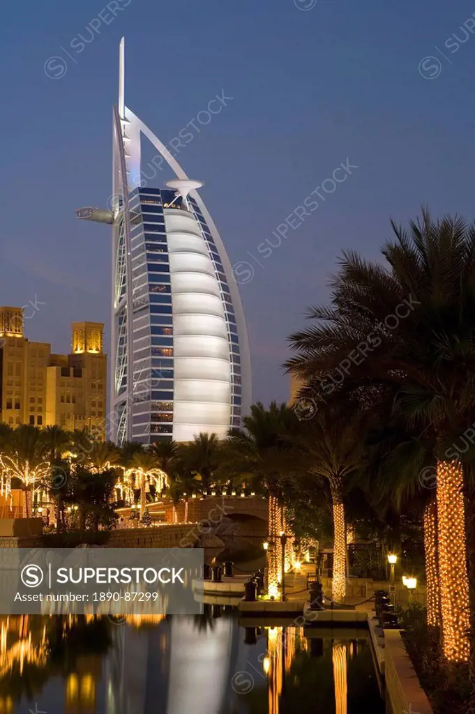 Mina A Salam resort and the iconic Burj Al Arab hotel, Dubai, United Arab Emirates, Middle East