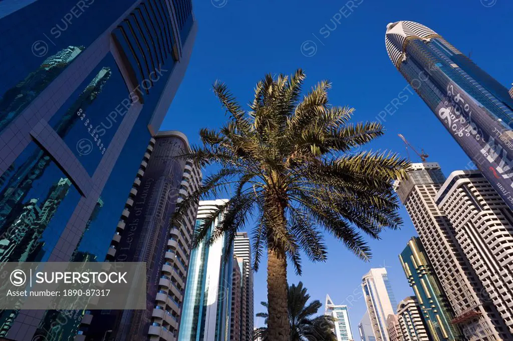 New architecture along Sheikh Zayed Road, Dubai, United Arab Emirates, Middle East