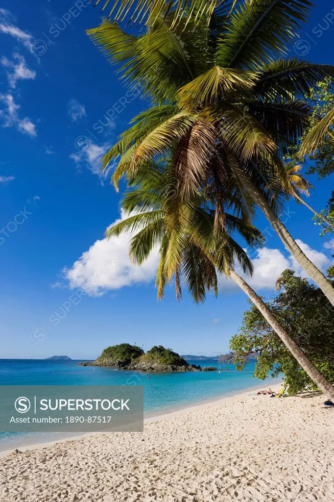 The world famous beach at Trunk Bay, St. John, U.S. Virgin Islands, West Indies, Caribbean, Central America