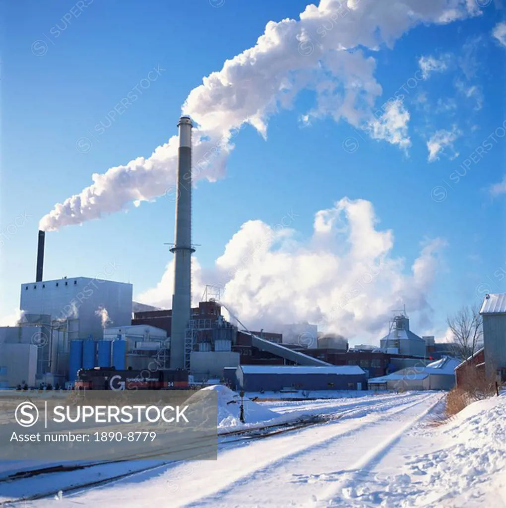 A pulp mill in winter at Bucksport, Maine, United States of America, North America