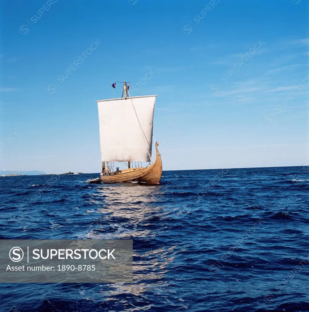 Replica of the Viking Oseberg ship, Haholmen, West Norway, Norway, Scandinavia, Europe