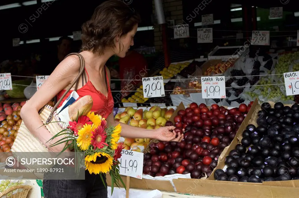 Young woman at Jean_Talon Market, Montreal, Quebec, Canada, North America
