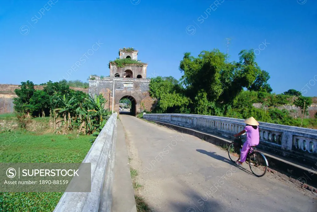 Walls of the citadel, historic former political capital, Hue, central Vietnam, Indochina, Southeast Asia, Asia