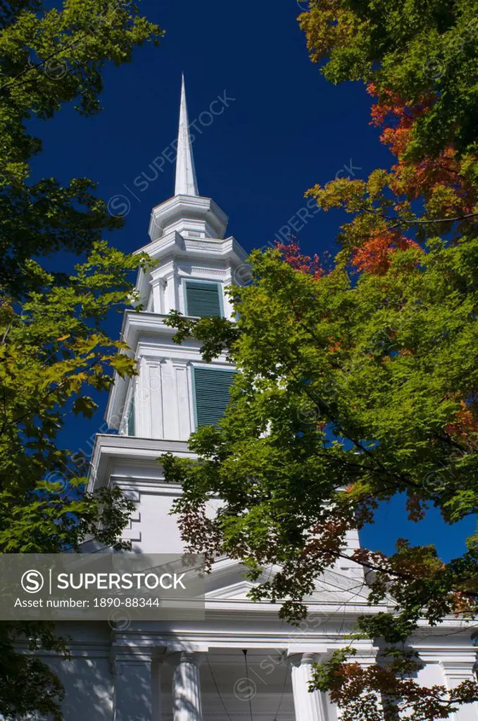 The steeple of the Presbyterian Church in Rensselaerville, New York State, United States of America, North America