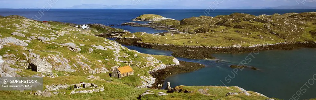 Deserted crofts, township of Manish, Isle of Harris, Outer Hebrides, Scotland, United Kingdom, Europe