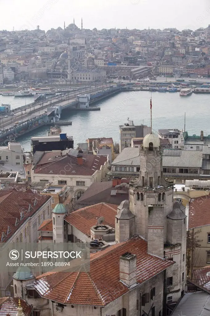 View of the city of Istanbul from the Galata tower, Istanbul, Turkey, Europe