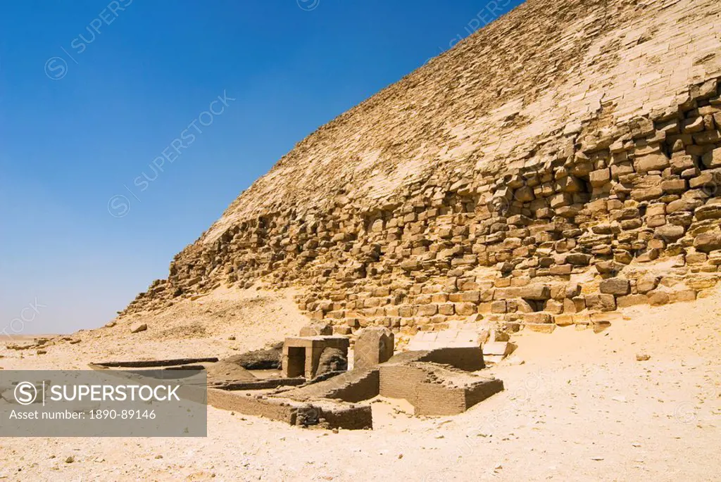 Remains of Greek_Roman Temples at The Bent Pyramid at Dahshur, UNESCO World Heritage Site, near Cairo, Egypt, North Africa, Africa