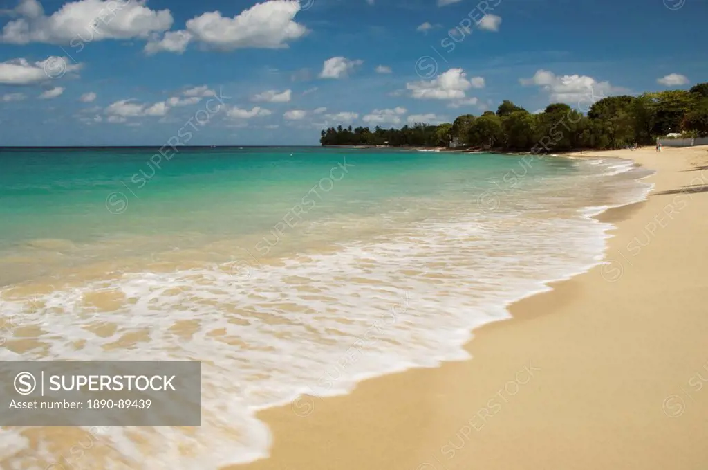 Sea and sand at Gibbes Bay on the West Coast, Barbados, Windward Islands, West Indies, Caribbean, Central America