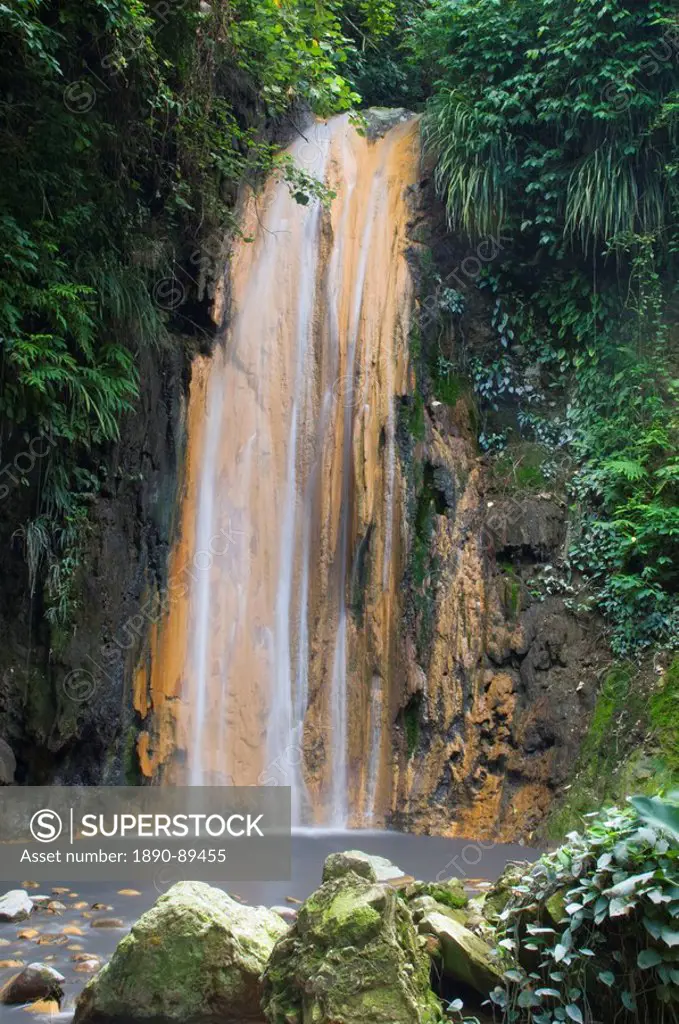A waterfall at the Diamond Botanical Gardens, St. Lucia, Windward Islands, West Indies, Caribbean, Central America