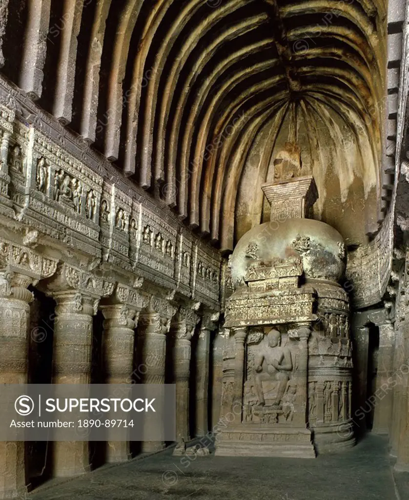 Buddhist Cave 26, Ajanta, UNESCO World Heritage Site, Maharashtra, India, Asia