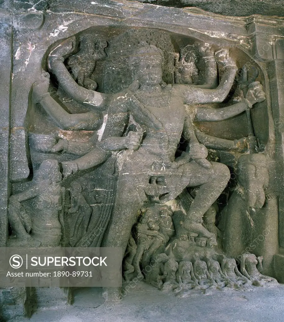 Shiva at the Kailasanatha Temple, dating from the 8th century AD, Ellora, UNESCO World Heritage Site, Maharashtra, India, Asia
