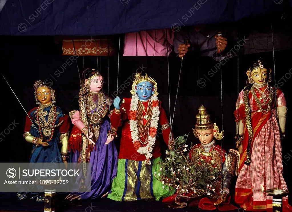 Rod puppets in Karnataka, India, Asia