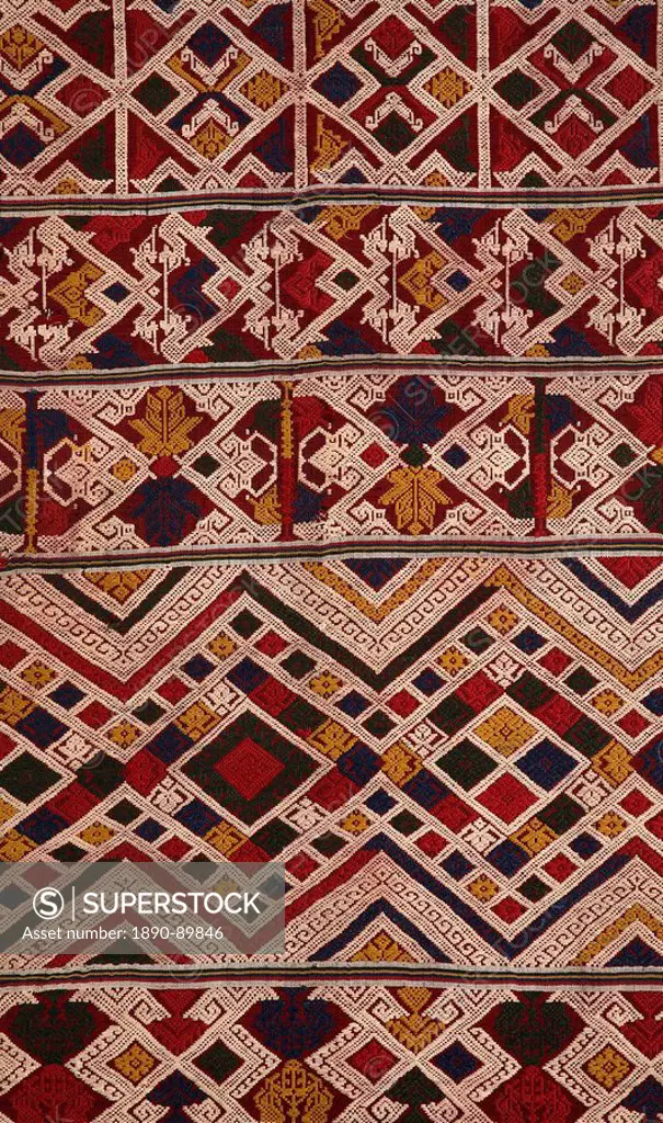 Detail of over_the_shoulder sash by Tai Nuea or Tai Daeng weavers from Hua Phan, Laos, Indochina, Southeast Asia, Asia