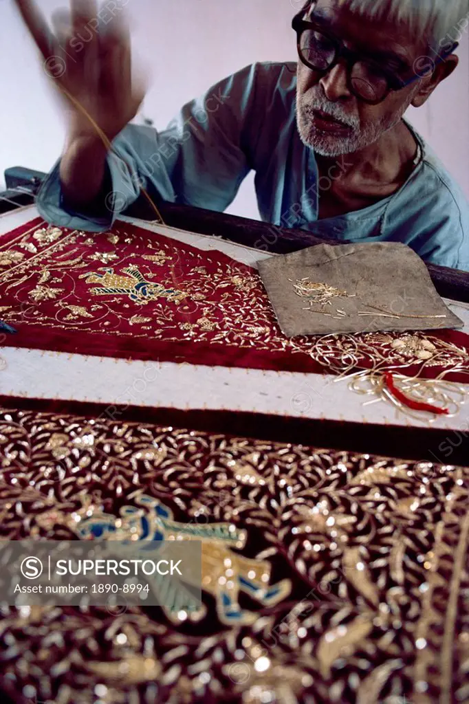 Intricate embroidery work, India, Asia