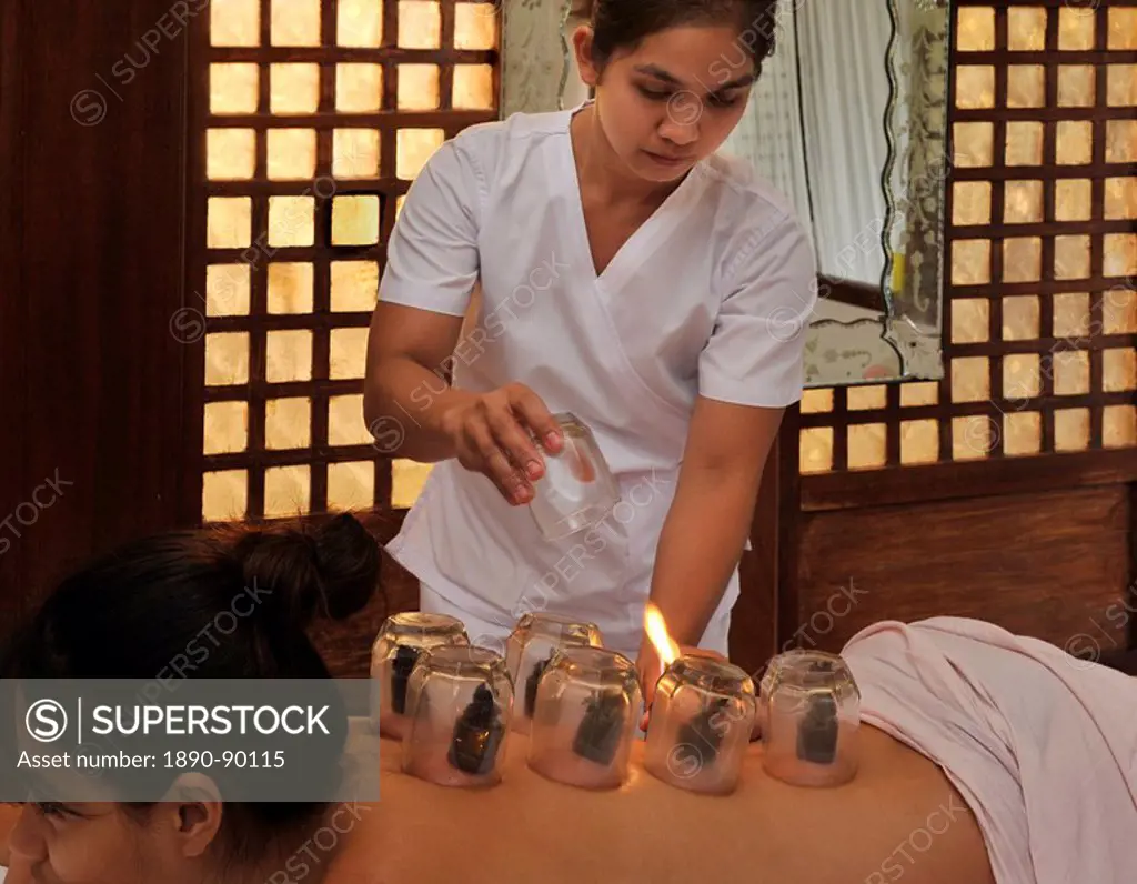 Cupping treatment at Sonia´s Garden Spa in Tagaytay, Philippines, Southeast Asia, Asia