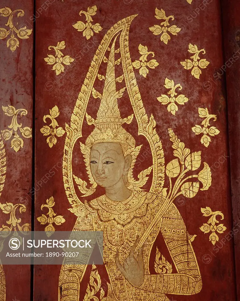 Thai door detail, Thailand, Southeast Asia, Asia