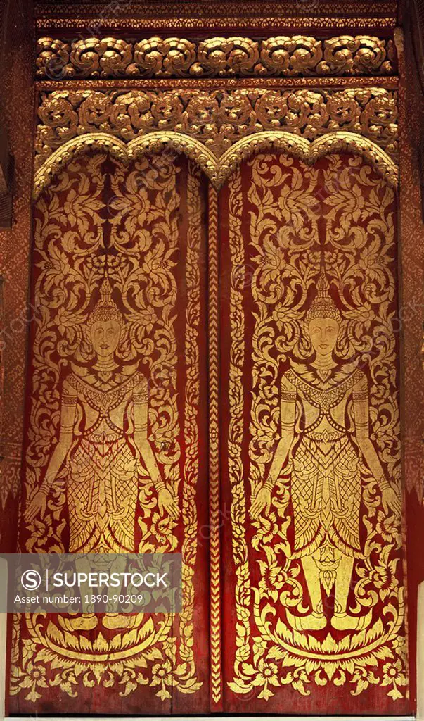 Thai door detail, Thailand, Southeast Asia, Asia