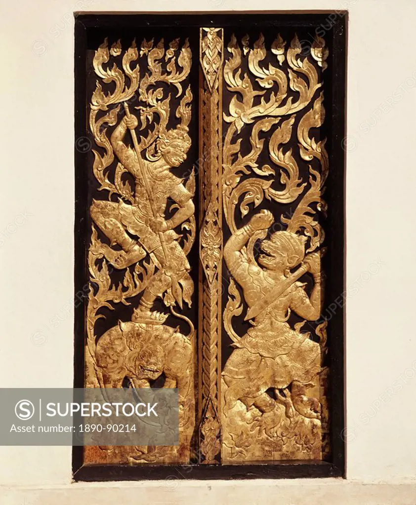 Doors at Thai Temple, Lampang, Thailand, Southeast Asia, Asia