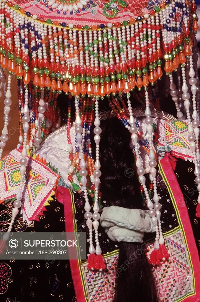 Textiles and decorations of White Hmong Tribe, Northern Thailand, Southeast Asia, Asia