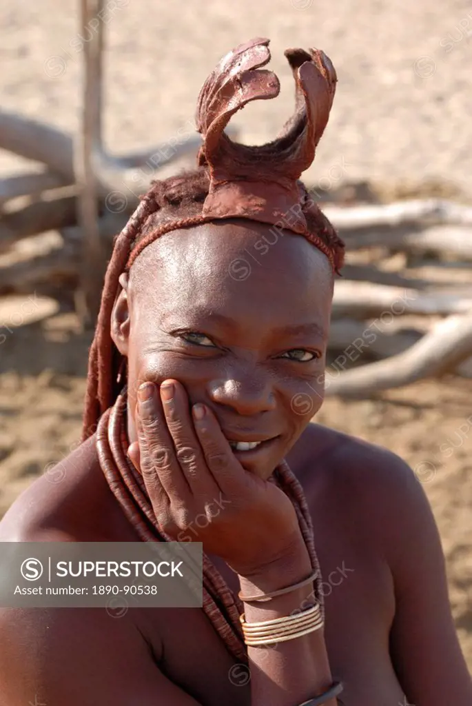 Himba woman with elaborate hairstyle, Kaokoland, Namibia, Africa