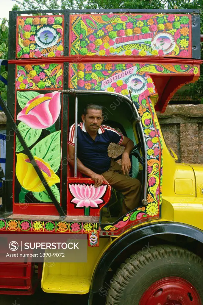 Commercial trucks are decorated as an art form, south India, India, Asia