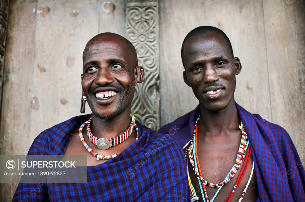 Maasai tribesmen on the island of Lamu, Kenya, East Africa, Africa