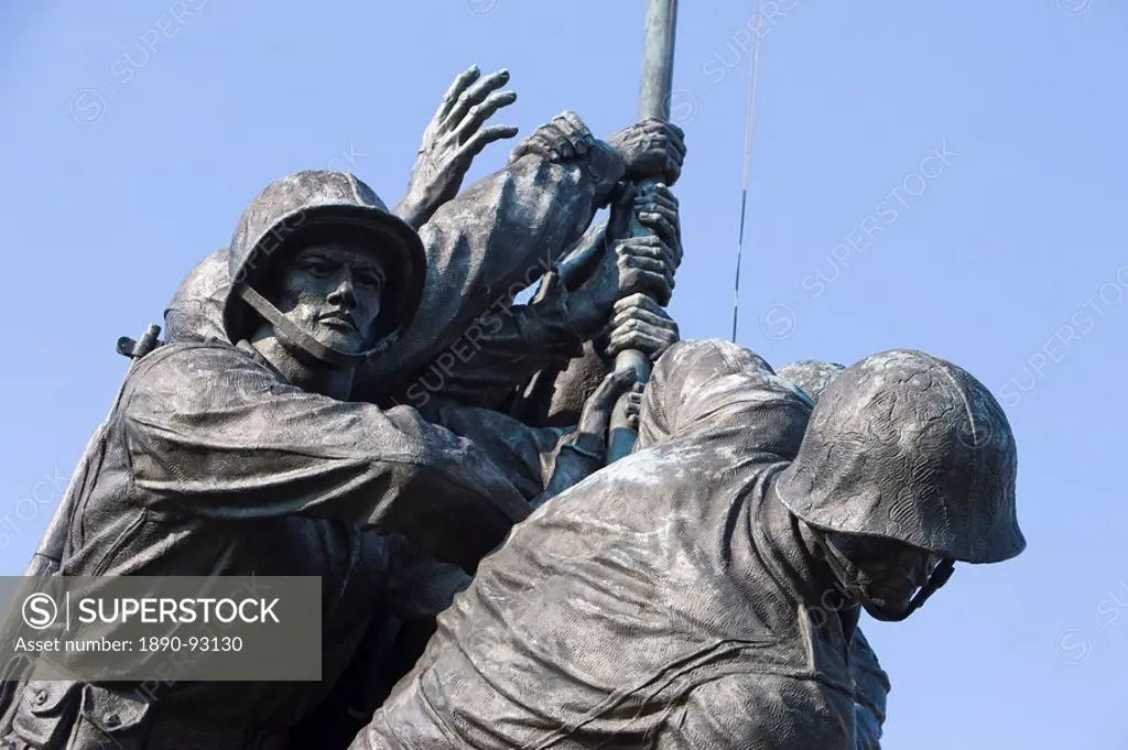 Detail of statue of Iwo Jima Memorial, Arlington National Cemetry, Washington D.C., United States of America, North America