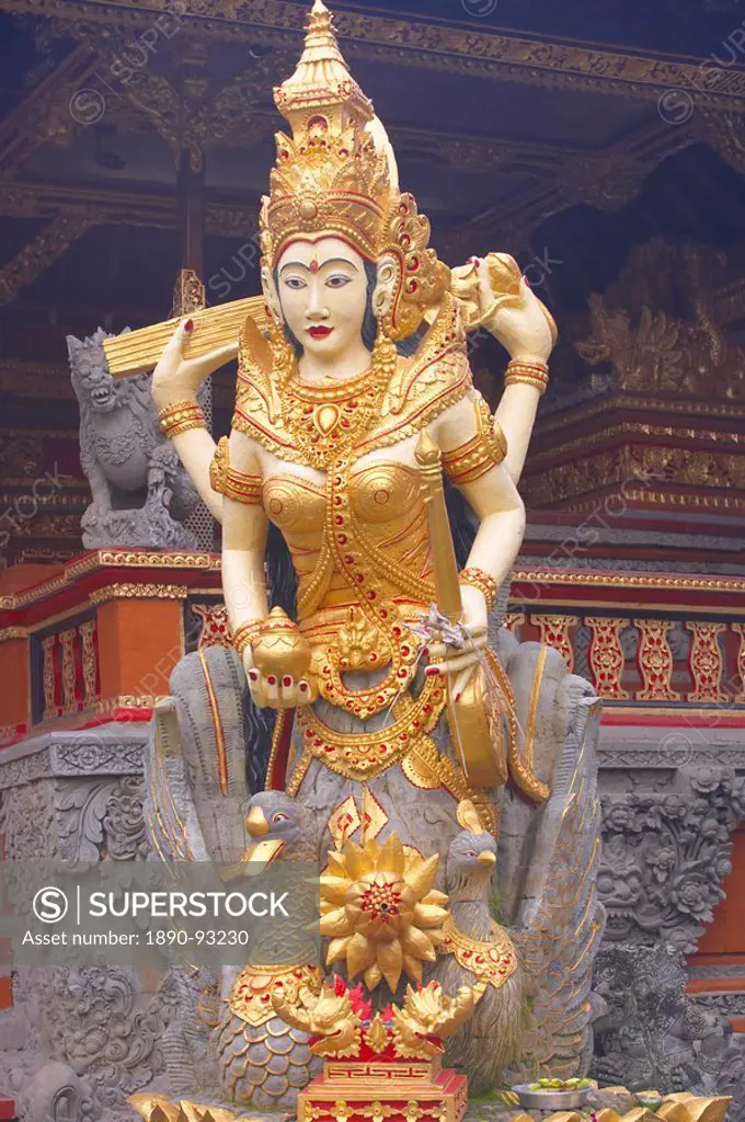 Statue of goddess Saraswati, Water Lotus Temple, Ubud, Bali, Indonesia, Southeast Asia, Asia