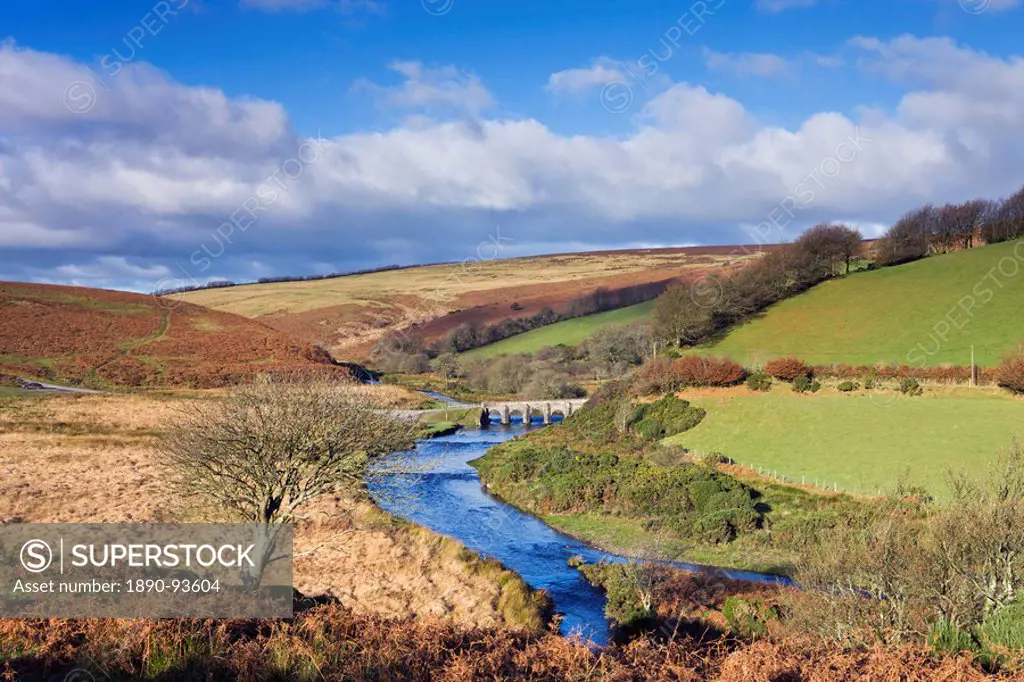 Landacre Bridge spanning the River Barle near Withypool, Exmoor National Park, Somerset, England, United Kingdom, Europe