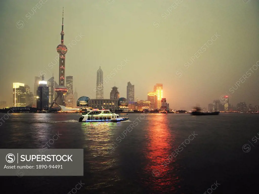 Shipping on Huangpu river, Shanghai, China, Asia