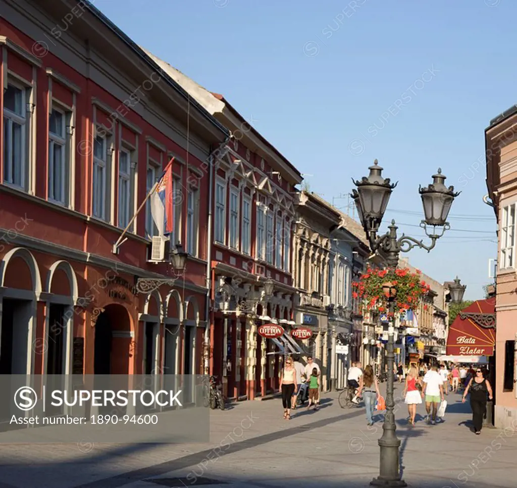 Dunavska Street, a pedestrianized area in the old quarter of Novi Sad, Serbia, Europe