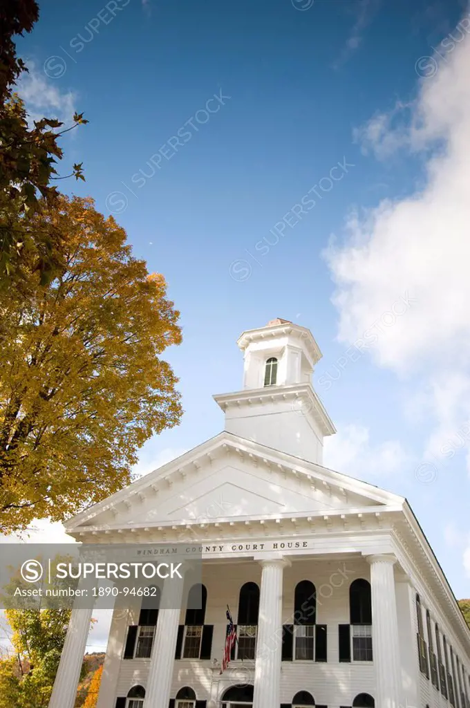 The Windham County Courthouse, a Greek revival style building in Newfane, Vermont, New England, United States of America, North America