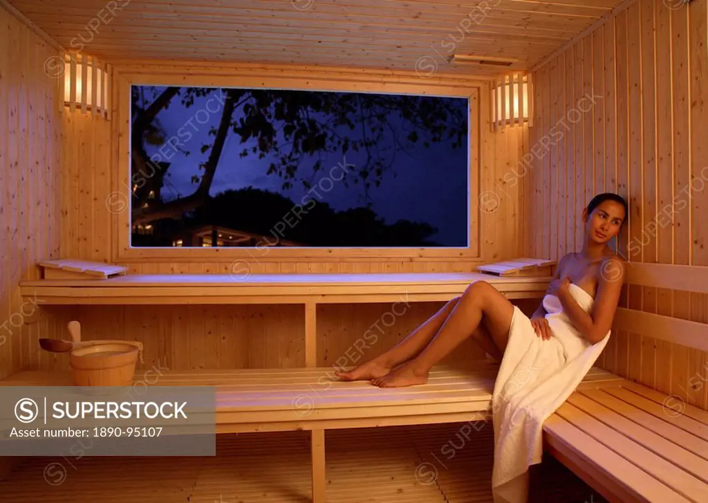Girl in the sauna at Sasha Resort in Koh Samui, Thailand, Southeast Asia, Asia