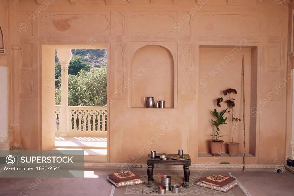 Chanwar Palki Walon_Ki Haveli mansion, 400 years old, restored to its original state, Anokhi Museum, Amber, near Jaipur, Rajasthan state, India, Asia