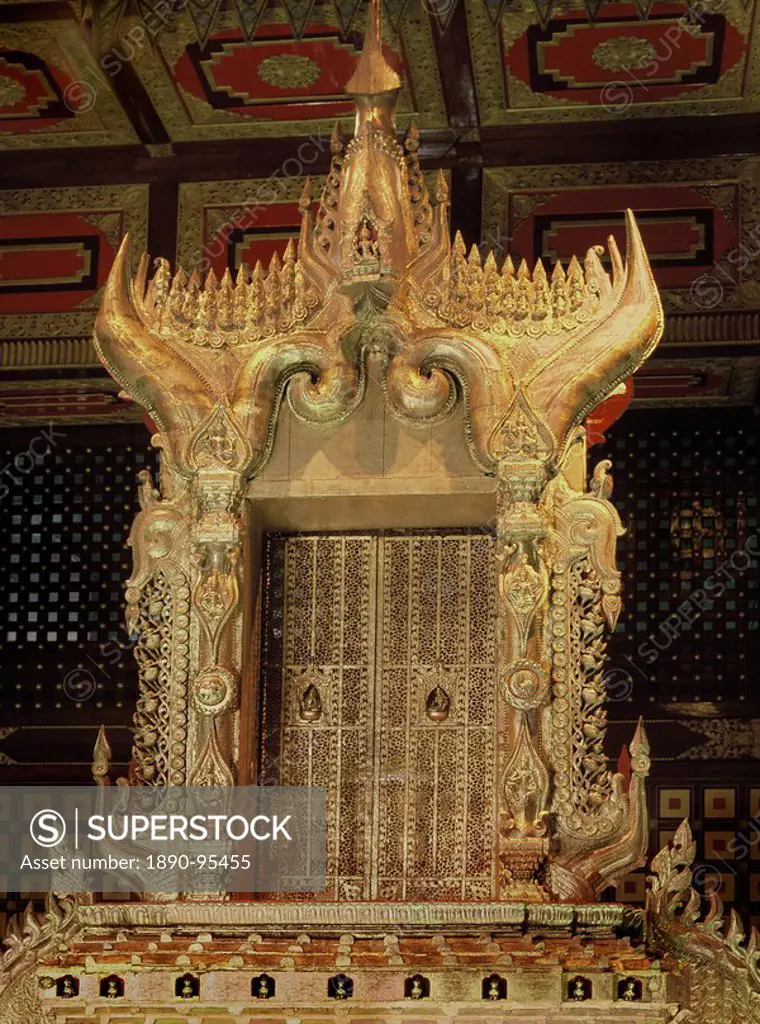 The peacock throne of the Kings of Burma, removed by the British from Mandalay Palace after the annexation, recently returned to Burma, Yangon Rangoon...