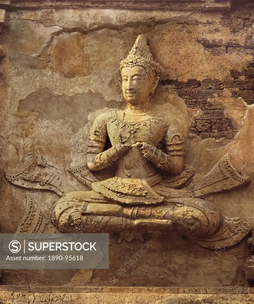 Stucco figure dating from the 16th century, Wat Chedi Ched Yod, Chiang Mai, Thailand, Southeast Asia, Asia