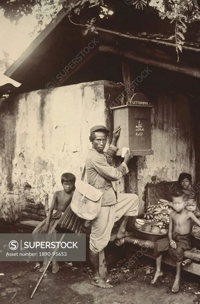 Photograph of the first post service in Thailand circa 1890, Thailand, Southeast Asia, Asia,