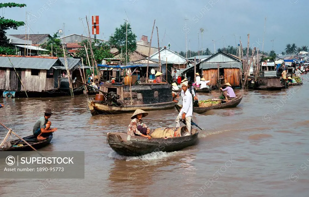 Floating Market at Mekong Delta, Vietnam, Indochina, Southeast Asia, Asia