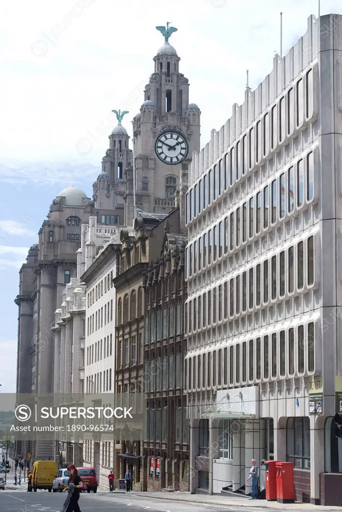 The Liver Building, one of the Three Graces, Liverpool, Merseyside, England, United Kingdom, Europe