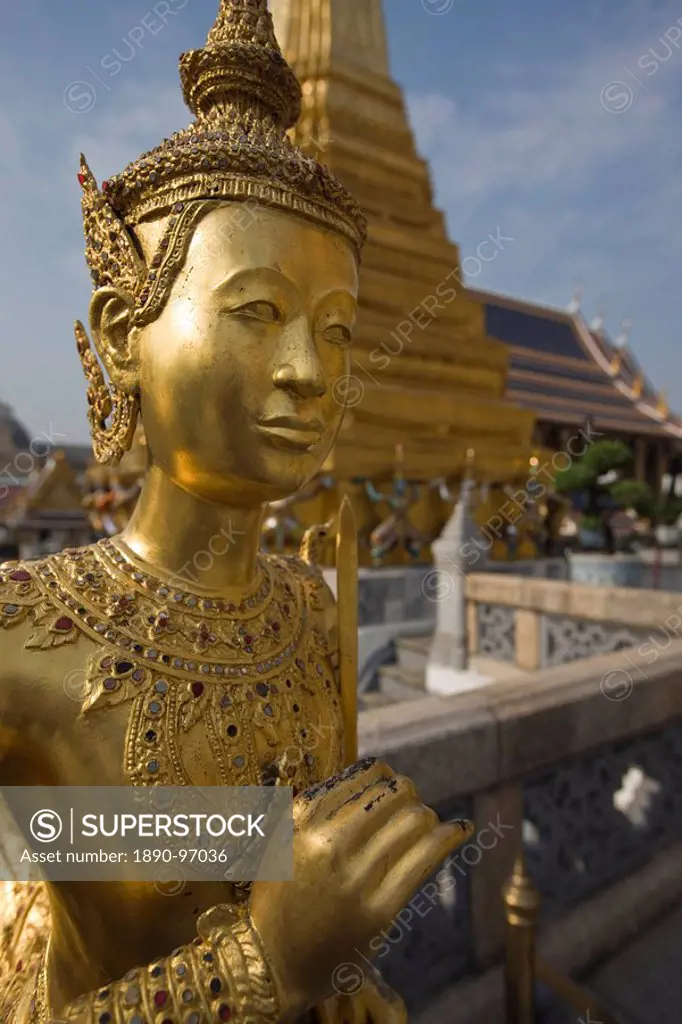 Gold Statue, Wat Phra Kaew, Grand Palace, Bangkok, Thailand, Southeast Asia, Asia